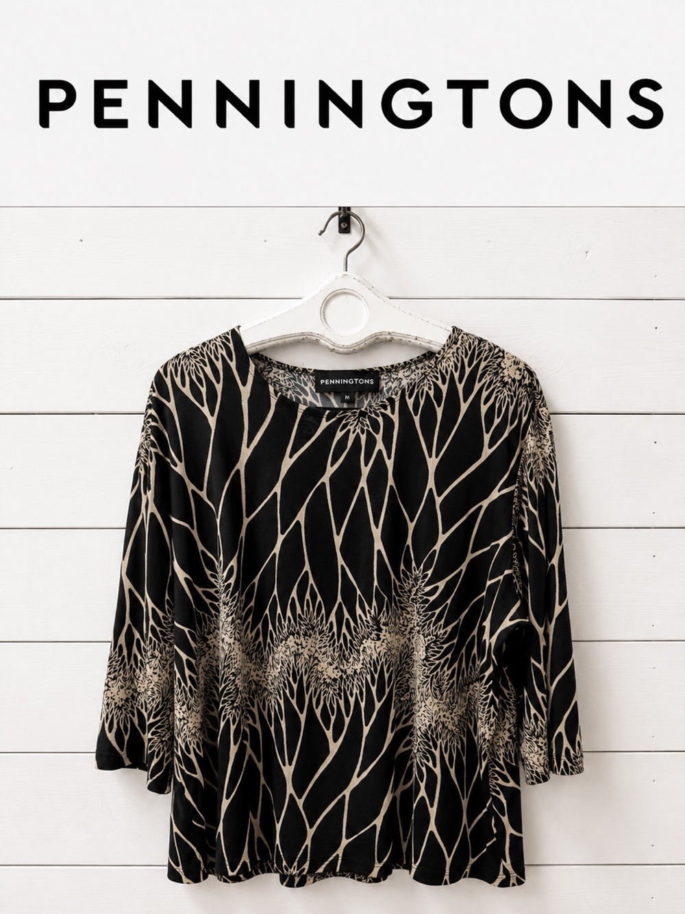 Penningtons Vintage Haut Imprimé Femme 3X Noir & Beige